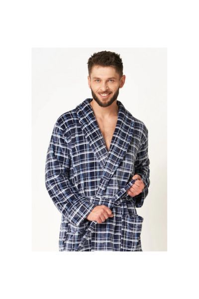 KEY Чоловічий домашній одяг халат MGL 432 XL/XXL(р) кольоровий принт 19118